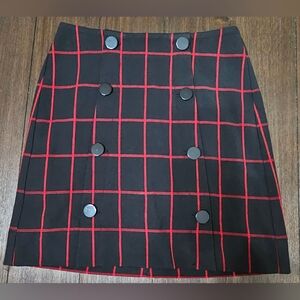 LOFT Mini Skirt Black & Red Plaid Size 0